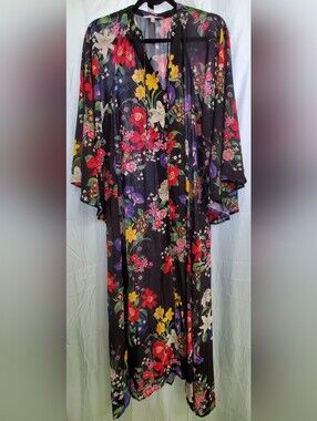 Olivaceous Long Tropical Floral Pattern Dress Size Medium LN